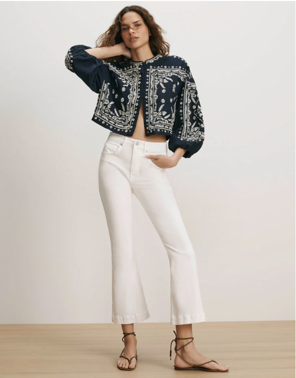 NWT Veronica Beard Carson High-Rise Ankle Flare Jeans Size 31 White #9F608